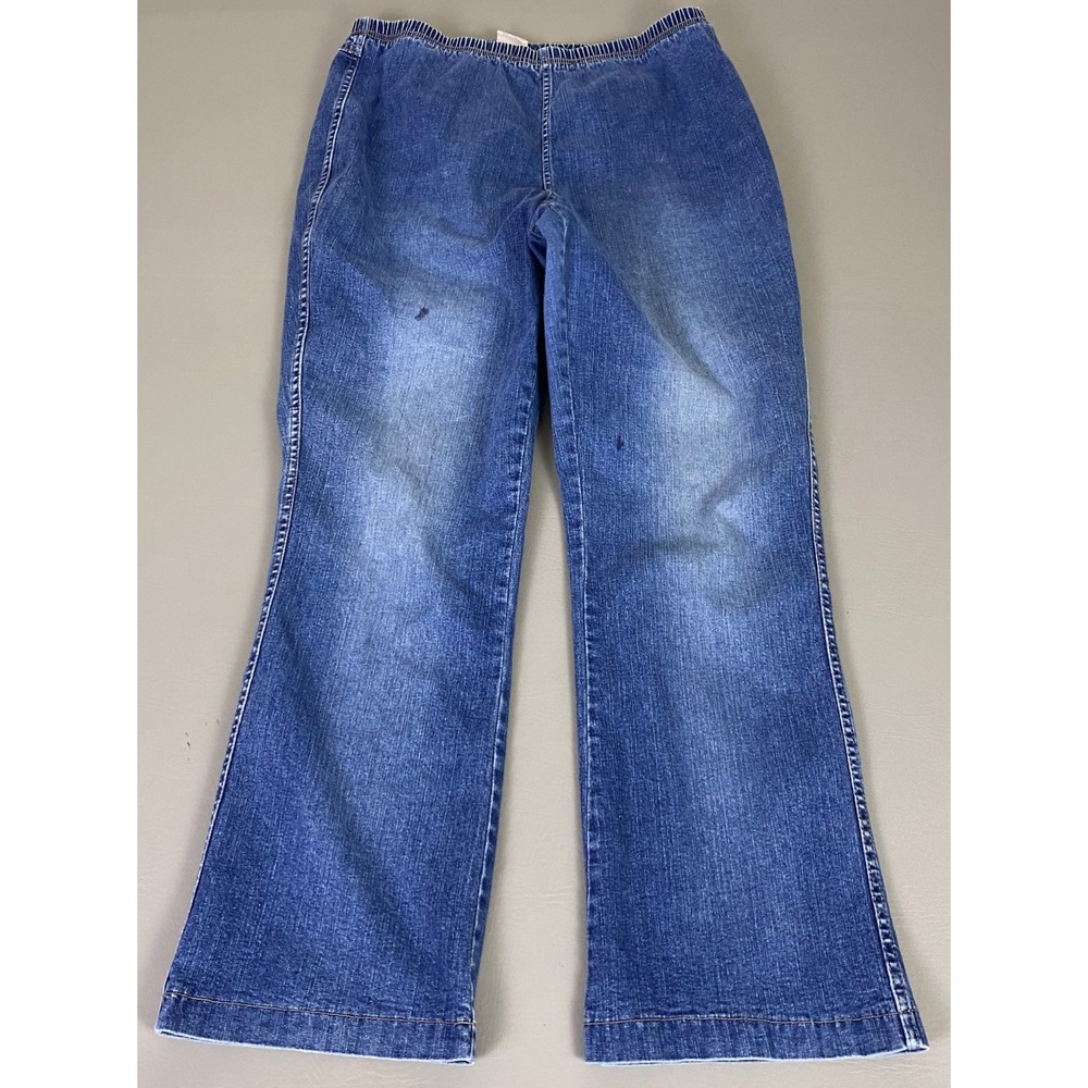 Essentials Jeans‎ Women's Plus Size 18 20W Blue Flare Leg Elastic Waist *Flaw